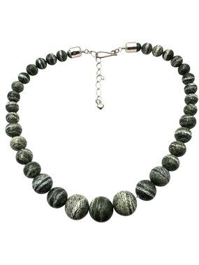 Jay King Necklace Mine Finds Green White Gemstone Sterling Silver Necklace 18"